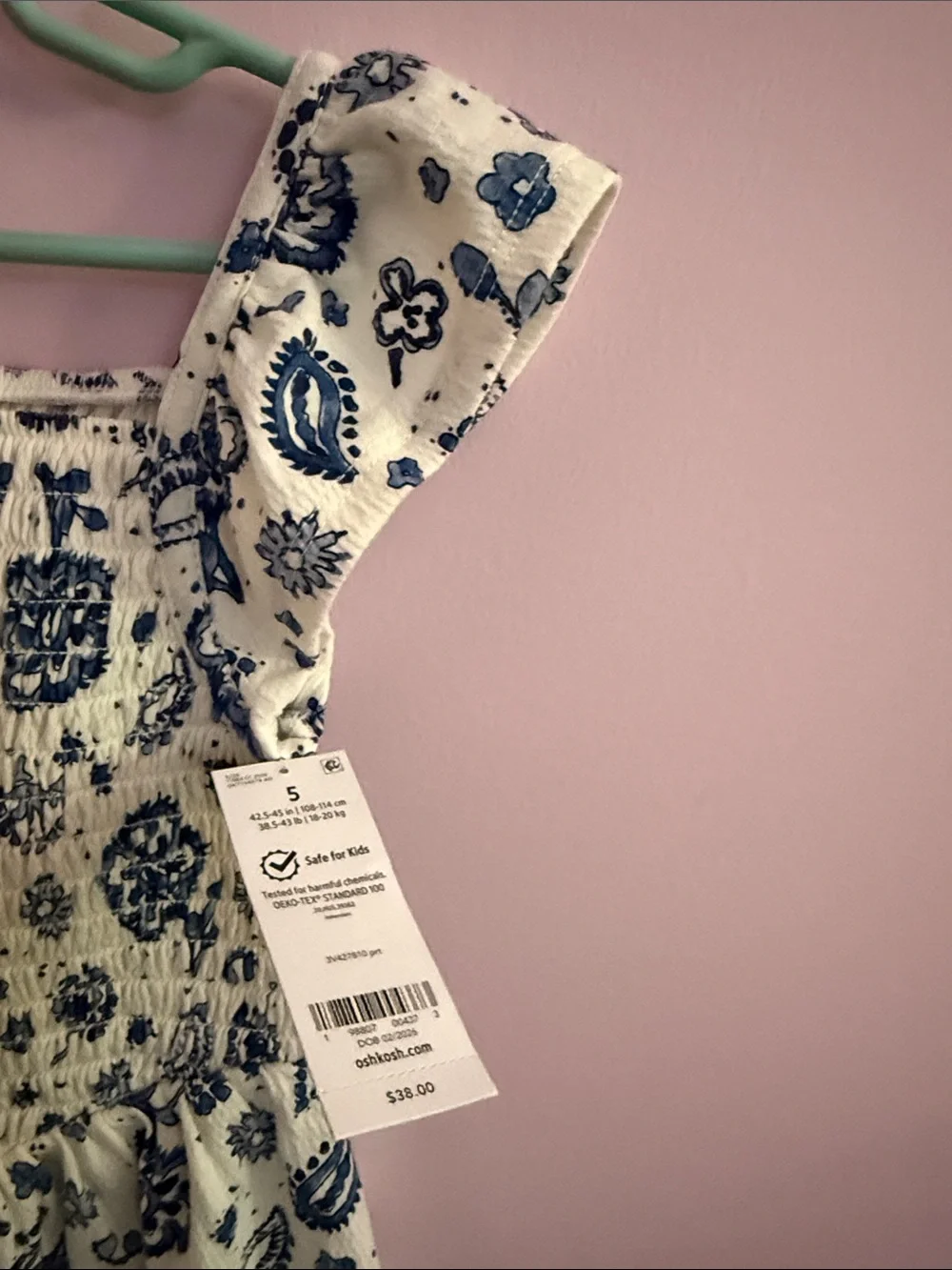 OshKosh B'gosh Cream Dress with Navy Floral Print